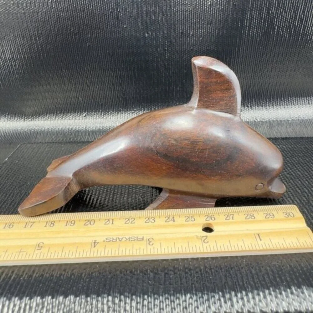 Hand Carved Ironwood Figurine Wood Carving‎ Made Mexico Dolphin Figurine Vintage